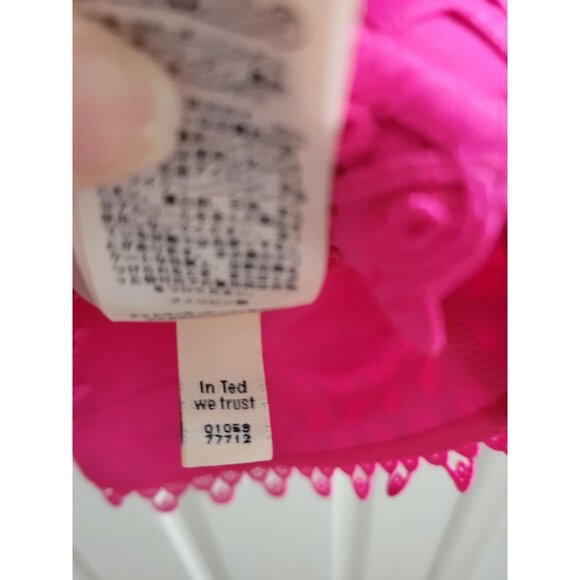 Ted Baker Hot Pink Cocktail Skater Mini Dress Size XL Lace Scuba Party Event - Picture 8 of 9